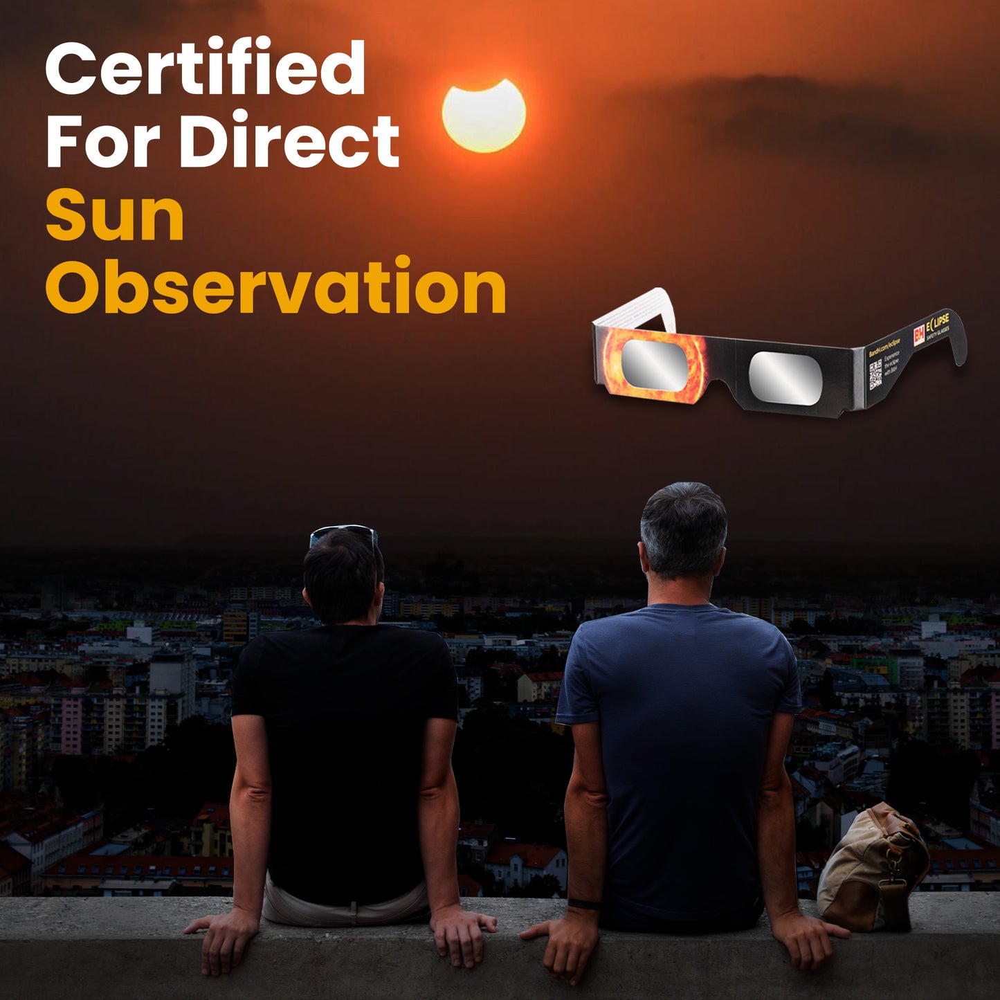 Solar Eclipse Safety Glasses (Single Pair) Blocks 100% of Harmful UV & IR Light for Safe Viewing, CE and ISO Certified, Made in the USA