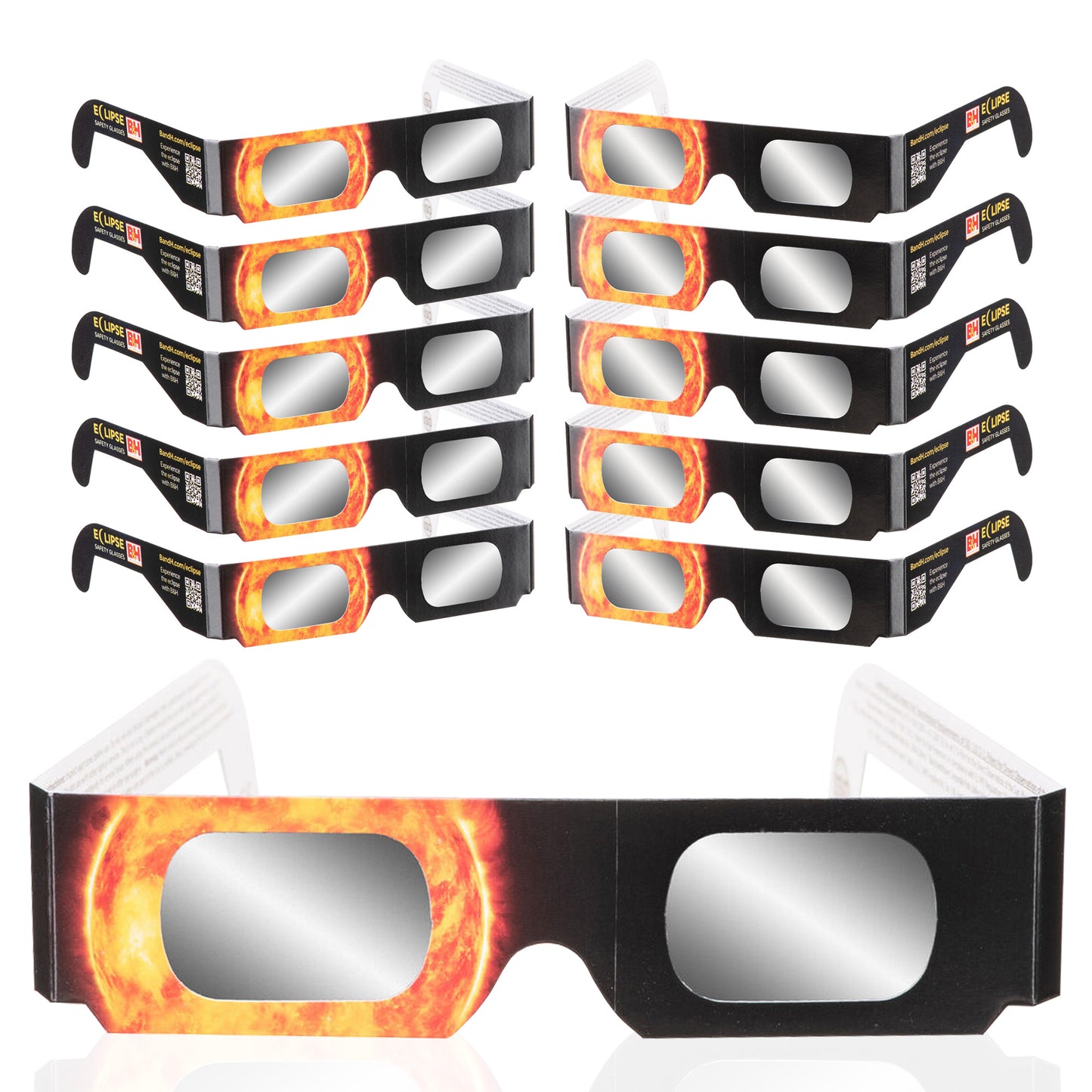 Solar Eclipse Safety Glasses (10 pack) Blocks 100% of Harmful UV & IR Light for Safe Viewing, CE and ISO Certified, Made in the USA